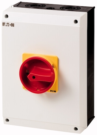 EATON 0000207379 Главный выключатель в корпусе, 3P + N , 100А, красно-желтая ручка, запираемый