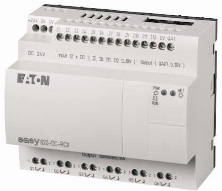 EATON 0000256272 Программируемое реле 24 В DC, цифровые 12 DI (4 могут использоваться как как аналог.), 6DO, реле 10А, 1 AO, часы реального времени