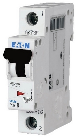 EATON 0000286525 Автоматический выключатель 40А, кривая отключения B, 1 полюс, откл. способность 6 кА