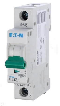 EATON 0000262701 Автоматический выключатель 6А, кривая отключения C, 1 полюс, откл. способность 10 кА