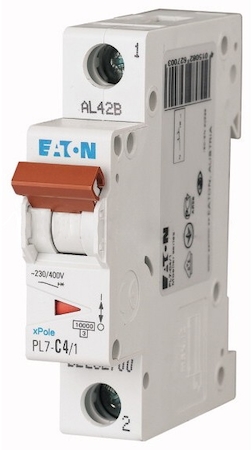 EATON 0000262700 Автоматический выключатель 4А, кривая отключения C, 1 полюс, откл. способность 10 кА