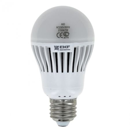 FLL-ECO-A60-7-230-4K-E27 Лампа светодиодная FLL-ECO-A 7W 4000К A60 E27 EKF Simple