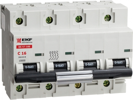 mcb47100-4-35C Автоматический выключатель ВА 47-100, 4P 35А (C) 10kA EKF