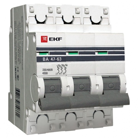 mcb4763-3-20В-pro Автоматический выключатель 3P 20А (В) 4,5kA ВА 47-63 EKF PROxima