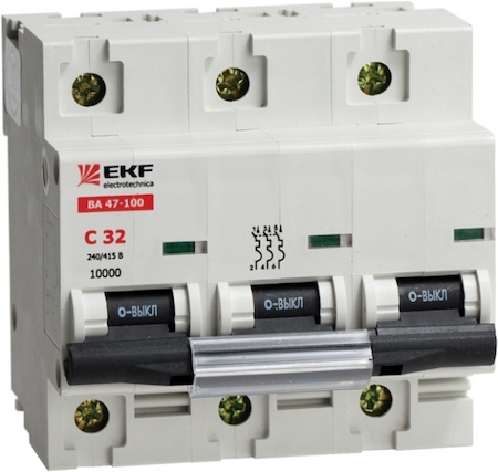 mcb47100-3-25C Автоматический выключатель ВА 47-100, 3P 25А (C) 10kA EKF