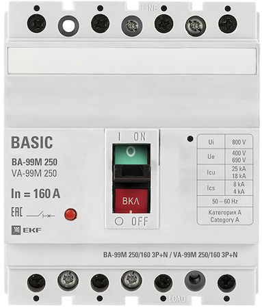 mccb99-250-160m-4P Выключатель автоматический ВА-99М  250/160А 3P+N 35кА EKF PROxima