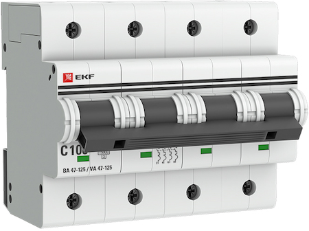 mcb47125-4-100C Автоматический выключатель 4P 100А (C) 15кА ВА 47-125 EKF PROxima