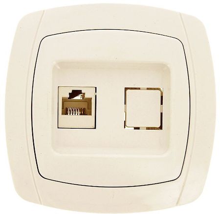 ESK01-035-20 Париж Розетка RJ-45 1-местная 1A 120В бежевая EKF Simple