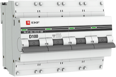 mcb47100-4-100D-pro Автоматический выключатель 4P 100А (D) 10kA ВА 47-100 EKF PROxima