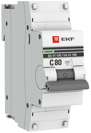 Фото EKF mcb47100-1-80C-pro Автоматический выключатель 1P 80А (C) 10kA ВА 47-100 PROxima
