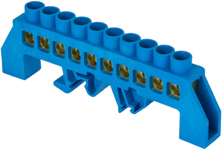 sn0-125-10-dn-r Шина "0" N (8х12мм) 10 отверстий латунь синий нейлоновый корпус комбинированный розничный стикер EKF PROxima