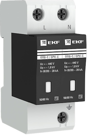 opv-c2 Ограничитель импульсных напряжений ОПВ-C/2P In 20кА 400В с сигн. EKF PROxima