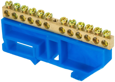 sn0-63-12-d-r Шина "0" N (6х9мм) 12 отверстий латунь синий изолятор на DIN-рейку розничный стикер EKF PROxima
