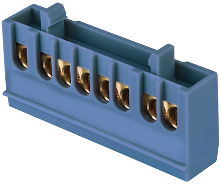 sn0-63-8-ib Шина "0" N (6х9мм) 8 отверстий латунь синий изолированный корпус на DIN-рейку EKF PROxima