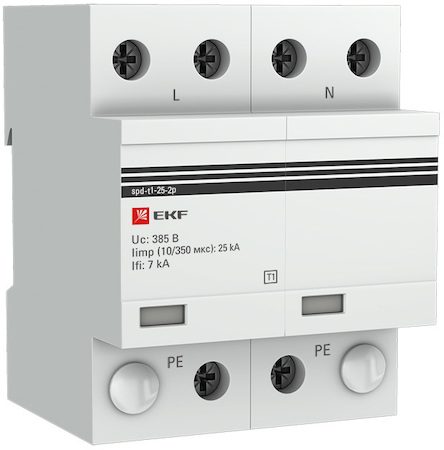 spd-t1-25-2p Устройство защиты от импульсных перенапряжений Тип 1 Iimp 25kA (10/350?s) 2P EKF