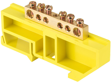 sn0-63-06-dz-r Шина "0" N (6х9мм) 6 отверстий латунь желтый изолятор на DIN-рейку розничный стикер EKF PROxima