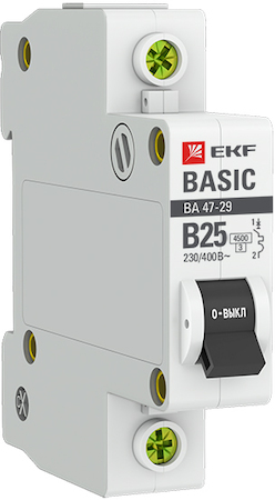 mcb4729-1-25-B Автоматический выключатель 1P 25А (B) 4,5кА ВА 47-29 EKF Basic