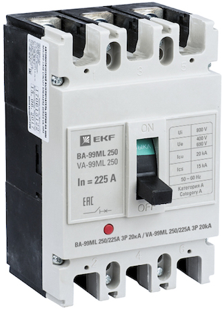 mccb99-250-225mi Автоматический выключатель ВА-99МL 250/225А 3P 20кА EKF Basic