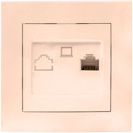 EWK01-035-20 Валенсия розетка компьютерная RJ-45 1-местная кремовая EKF PROxima