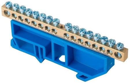 sn0-63-16-d Шина "0" N (6х9мм) 16 отверстий латунь синий изолятор на DIN-рейку EKF PROxima