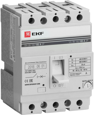 mccb99-160-80 Выключатель автоматический ВА-99  160/ 80А 3P 35кА EKF PROxima