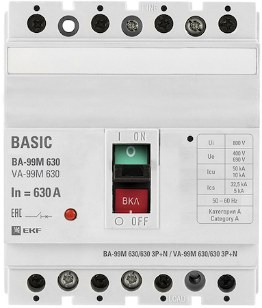 mccb99-630-630m-4P Выключатель автоматический ВА-99М  630/630А 3P+N 50кА EKF PROxima