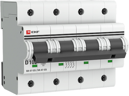 mcb47125-4-100D Автоматический выключатель 4P 100А (D) 15кА ВА 47-125 EKF PROxima