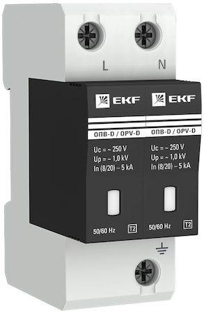 opv-d2 Ограничитель импульсных напряжений ОПВ-D/2P In 5кА 230В с сигн. EKF PROxima