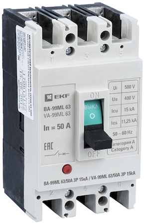 mccb99-63-50mi Автоматический выключатель ВА-99МL   63/ 50А 3P 15кА EKF Basic