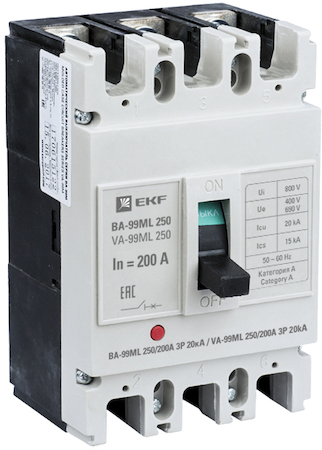mccb99-250-200mi Автоматический выключатель ВА-99МL 250/200А 3P 20кА EKF Basic