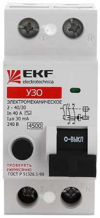 elcb-2-40-30-em Устройство защитного отключения УЗО 2P 40А/30мА (электромеханическое) EKF