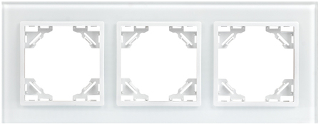 ERM-G-403-10 Минск Рамка 3-местная стеклянная белая EKF Basic