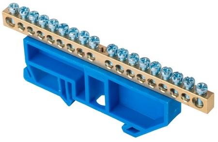 sn0-63-18-d Шина "0" N (6х9мм) 18 отверстий латунь синий изолятор на DIN-рейку EKF PROxima