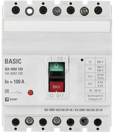 mccb99-100-100m-4P Выключатель автоматический ВА-99М  100/100А 3P+N 35кА EKF PROxima