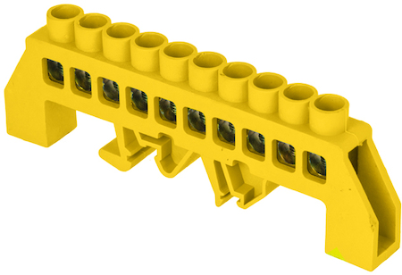 sn0-125-10-dpe Шина "0" РЕ (8х12мм) 10 отверстий латунь желтый нейлоновый корпус комбинированный EKF PROxima