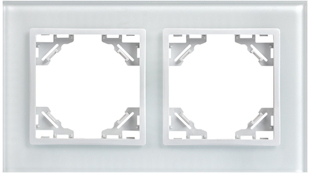 ERM-G-402-10 Минск Рамка 2-местная стеклянная белая EKF Basic