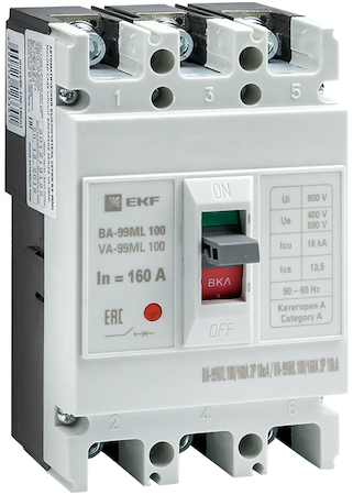 mccb99-100-160mi Автоматический выключатель ВА-99МL 100/160А 3P 18кА EKF Basic