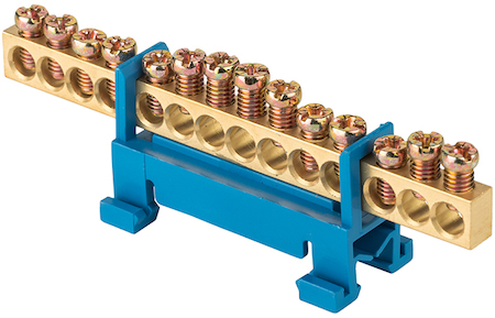 sn0-63-14-sb-r Шина "0" N (6х9мм) 14 отверстий латунь синий изолятор тип "Стойка" на DIN-рейку розничный стикер EKF PROxima