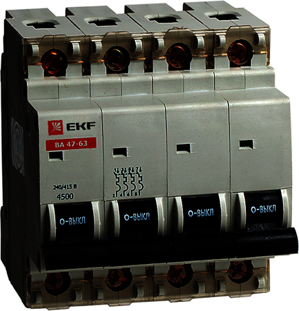 mcb4763-4-01C Автоматический выключатель ВА 47-63, 4P 1А (C) 4,5kA EKF