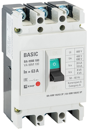 mccb99-100-32m-ma Выключатель автоматический ВА-99М  100/32А 3P 35кА с электромагнитным расцепителем EKF PROxima
