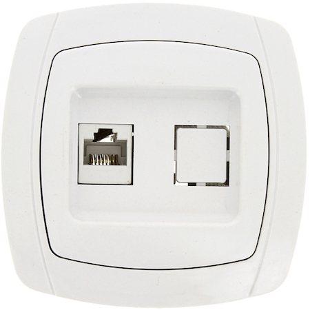 ESK01-035-10 Париж Розетка RJ-45 1-местная 1A 120В белая EKF Simple