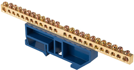 sn0-63-24-d Шина "0" N (6х9мм) 24 отверстия латунь синий изолятор на DIN-рейку EKF PROxima