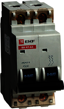 mcb4763-2-10D Автоматический выключатель ВА 47-63, 2P 10А (D) 4,5kA EKF