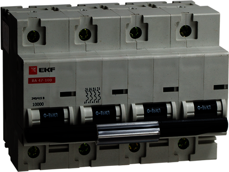 mcb47100-4-10C Автоматический выключатель ВА 47-100, 4P 10А (C) 10kA EKF