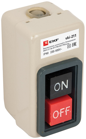 vki-211 Выключатель кнопочный с блокировкой ВКИ-211 6А 3P IP40  EKF PROxima
