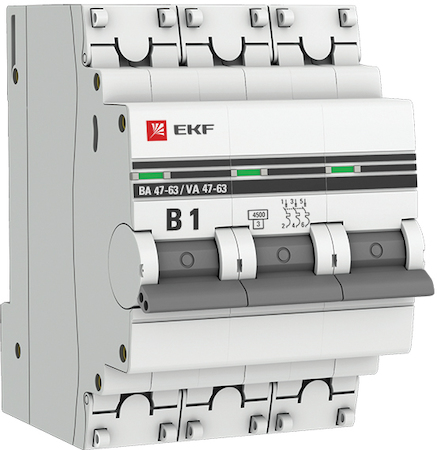 mcb4763-3-01B-pro Автоматический выключатель 3P 1А (B) 4,5кА ВА 47-63 EKF PROxima