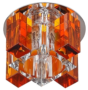 ERA Б0003829 DK63 CH/WH/BR Светильник ЭРА декор "хрустальнй куб с вертик столб.2" G9,220V, 40W,  хром/прозрачный/коричневый