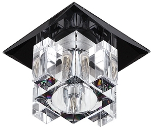ERA C0043830 DK2 BK/WH Светильник ЭРА декор "хрустальнй куб с вертик столб." G9,220V, 40W, черный/прозрачный (1/1