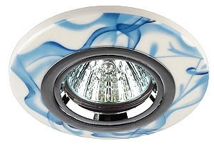 ERA Б0004098 DK62 CH/WH/BL Светильник ЭРА декор керамический "голубой " MR16,12V/220V, 50W,  белый/голубой/хром (