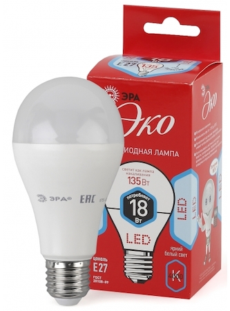 ERA Б0031708 ECO LED A65-18W-840-E27 Лампа ЭРА ECO LED A65-18W-840-E27